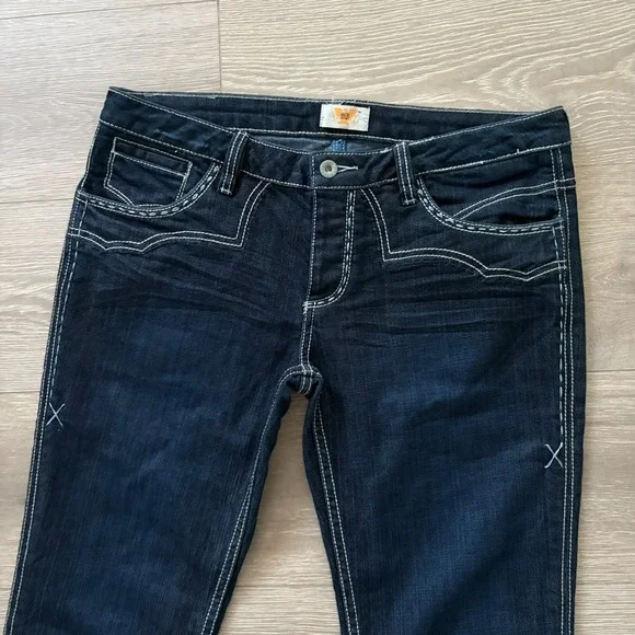 Antik Denim Womens Dark Blue Stretch Embellished Western Bootcut Jeans Size 31 - Picture 4 of 16